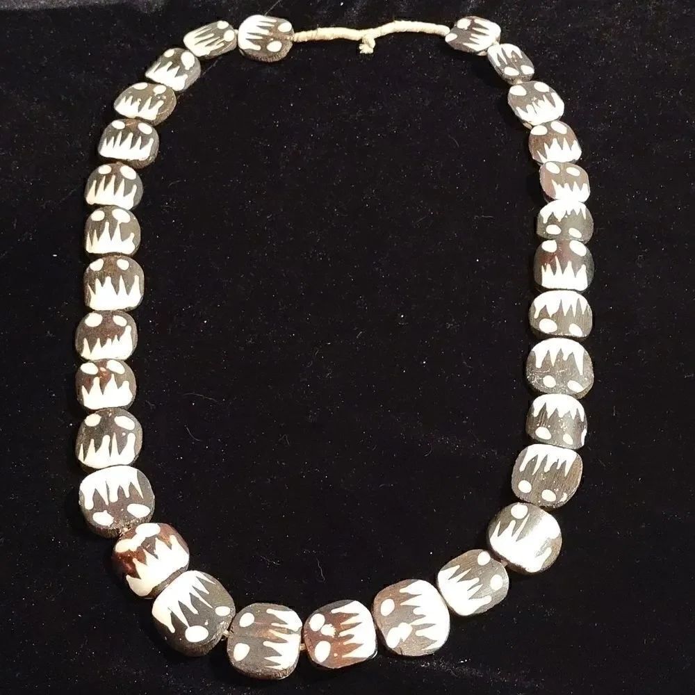 Hand Carved African Wood 28" necklace
